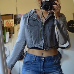 Cropped grey jean jacket